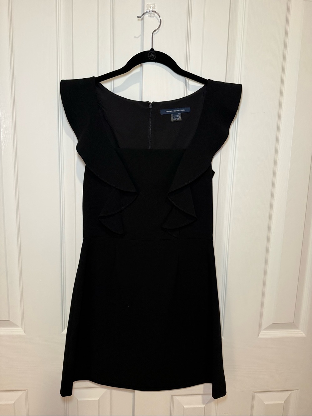 French Connection Black Ruffle-Accent Women's Dress